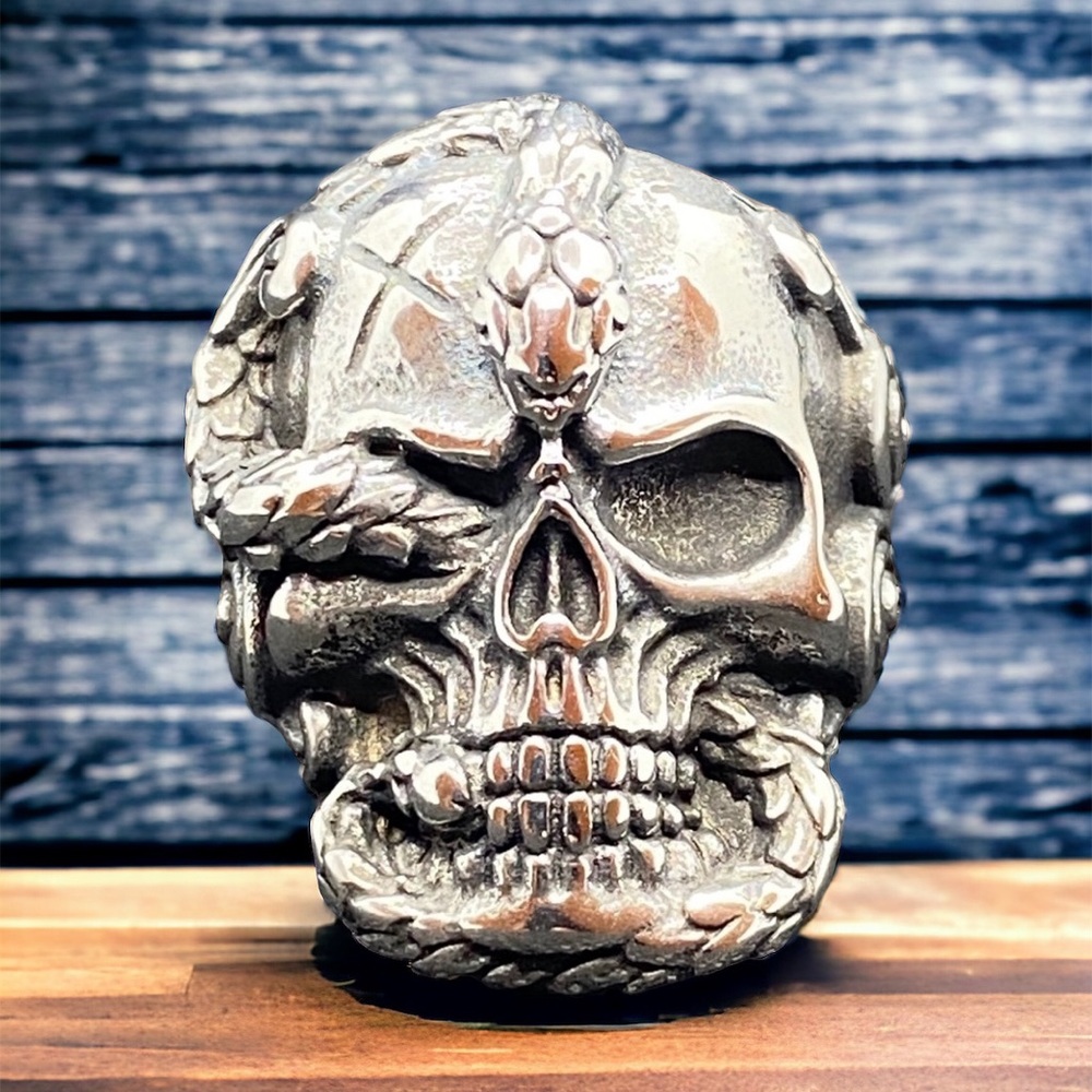 Snake and skull ring
